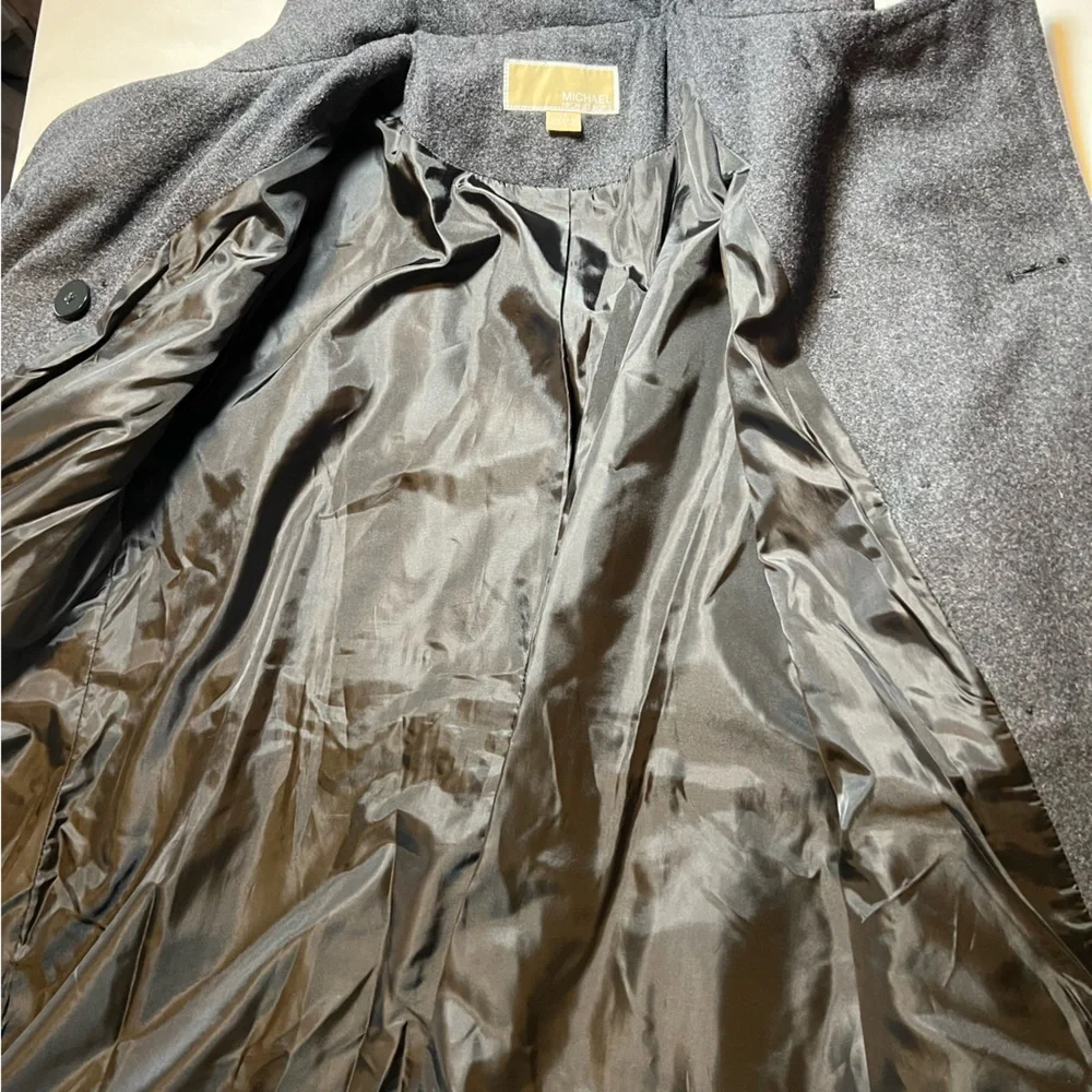 MICHAEL by Michael Kors Wool Blend Grey Pea Coat Winter Jacket Size Large EUC - Picture 11 of 14